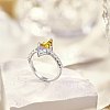 Rhombus Rhodium Plated 925 Sterling Silver Micro Pave Cubic Zirconia Finger Rings for Women RJEW-F168-02P-1