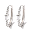 Oval 925 Sterling Silver Micro Pave Clear Cubic Zirconia Hoop Earrings EJEW-K317-09P-4