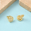 Round Brass Micro Pave Clear Cubic Zirconia Stud Earrings EJEW-Z144-21G-3