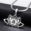 201 Stainless Steel Chakra Lotus Flower Hollow Pendant Necklaces NJEW-K283-29P-1