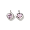 304 Stainless Steel Micro Pave Cubic Zirconia Pendants STAS-L022-396A-P-1