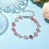 Cherry Quartz Glass Rondelle Beads Link Bracelets for Women BJEW-JB10262-01-2