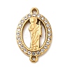 304 Stainless Steel Rhinestone Oval with Saint Jude Connector Charms STAS-H479-01G-2
