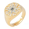Sun with Eye Brass Micro Pave Clear Cubic Zirconia Adjustable Rings for Women RJEW-Q819-15G-1