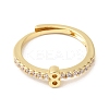 Rack Plating Brass Clear Cubic Zirconia Number 8 Adjustable Rings for Women RJEW-S407-09G-08-2