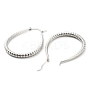 Non-Tarnish 304 Stainless Steel Textured Teardrop Hoop Earrings EJEW-B023-19P-2
