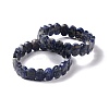 Natural Blue Spot Jasper Oval Beaded Stretch Bracelet G-E010-01C-2