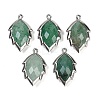 Natural Green Strawberry Quartz Faceted Leaf Pendants G-I375-04P-15-1