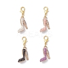 High-heeled Shoes Alloy Enamel & Rhinestone Pendant Decorations HJEW-JM04113-2