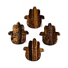 Natural Tiger Eye Hamsa Hand with Eye Figurines DJEW-N003-04D-1