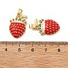 Strawberry Brass Enamel Micro Pave Cubic Zirconia Pendants KK-M325-14B-G-2