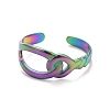 Ion Plating(IP) Rainbow Color 304 Stainless Steel Interlock Knot Shape Open Cuff Ring for Women RJEW-C025-13M-2