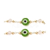 Handmade Evil Eye Lampwork with Glass Handmade Beaded Links Connectors KK-M266-09G-03-1