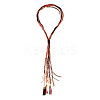Bohemian Style Alloy & Resin & Waxed Cord & Imitation Leather Lariat Necklaces FS-WG837D8-02-2