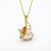 Brass White Enamel Animal Cup Pendant Necklaces for Women WG2B305-02-1