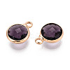 Golden Tone Brass Glass Charms GLAA-ZX008-24A-G-2