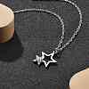 304 Stainless Steel Crystal Rhinestone Double Star Pendant Cable Chain Necklaces NJEW-Z056-02A-P-1