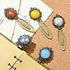 Mixed Natural & Synthetic Round Gemsotne Bookmarks AJEW-JK00283-03-2