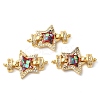 Rack Plating Brass Micro Pave Cubic Zirconia Star Connector Charms KK-K385-101G-2