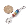 Sun Alloy & Cat Eye Pendant Decoration HJEW-JM01593-03-3