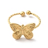 Ion Plating(IP) 304 Stainless Steel Butterfly Open Cuff Rings for Women RJEW-H136-05G-2