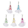 Angel Acrylic & Glass & Polyester Pleated Ribbon Pendant Decorations HJEW-JM03542-2