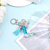 1Pc Resin Letter & Acrylic Butterfly Tassel Keychains KEYC-GF0001-19A-4