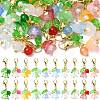 20Pcs 10 Colors Lily of the Valley Glass & Acrylic Pendant Decoration HJEW-CJ00050-1