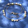Brass Triple Color Heart Beaded Box Chain Necklaces NJEW-H057-01-1