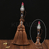 Wood Witch Broom with Synthetic Quartz Pendant Decorations AUTO-PW0001-15G-1