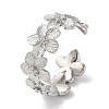 Rack Plating Brass Flower Open Cuff Rings for Women RJEW-S242-01P-A-1