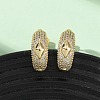 Brass Micro Pave Clear Cubic Zirconia C-Shaped with Rhombus Stud Earrings EJEW-B153-17G-02-1