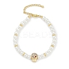 Rack Plating Brass Micro Pave Cubic Zirconia Charm Bracelets BJEW-P341-11G-01-1
