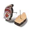 Printing Wood Stud Earrings for Women EJEW-B028-09B-2