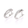 Brass Micro Pave Cubic Zirconia Stick Hoop Earrings EJEW-T048-34P-1