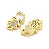 Brass Micro Pave Clear Cubic Zirconia Princess Connector Charms X-KK-K365-15A-G-2