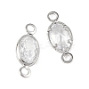 SHEGRACE Brass Pave Cubic Zirconia Oval Connector Charms XGRQ2O400-439A-P-2