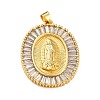 Brass Micro Pave Clear Cubic Zirconia Pendants ZIRC-A021-35G-1