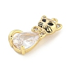 Brass Micro Pave Clear Cubic Zirconia Glass Charms KK-S386-05G-2