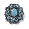 Baroque Flower Alloy Rhinestone Brooches with Cat Eye LS-JEWB-Z034-08AS-1
