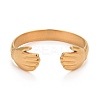 Ion Plating(IP) 304 Stainless Steel Double Hand Hug Open Cuff Ring for Women RJEW-C025-08B-G-2