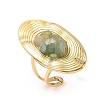 Natural Aquamarine Beads with 304 Stainless Steel Cuff Rings RJEW-Q017-01G-C-3