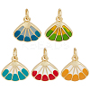 5Pcs 5 Colors Brass Enamel Shell Shape Charms KK-BC0015-42G-1