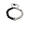 Natural Howlite & Frosted Dyed & Heated Black Agate Braided Bead Bracelets ZE0414-1