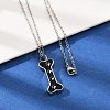 304 Stainless Steel Black Enamel Paw Print Bone Pendant Pet Urn Ashes Necklaces NJEW-S455-06P-2