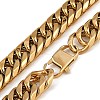 Ion Plating(IP) Non-Tarnish 304 Stainless Steel Cuban Link Chain Necklaces NJEW-P288-19G-2