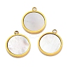 Ion Plating(IP) 304 Stainless Steel Pave Natural Shell Charms STAS-Z100-01G-02-1