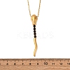 304 Stainless Steel Jet Rhinestone Snake Pendant Cable Chain Necklaces for Women LS-NJEW-A051-01G-4