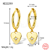 Real 18K Gold Plated 925 Sterling Silver Dangle Hoop Earrings for Women GN7396-6-1