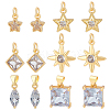 12Pcs 6 Styles Brass Cubic Zirconia Pendants KK-BC0013-60-1